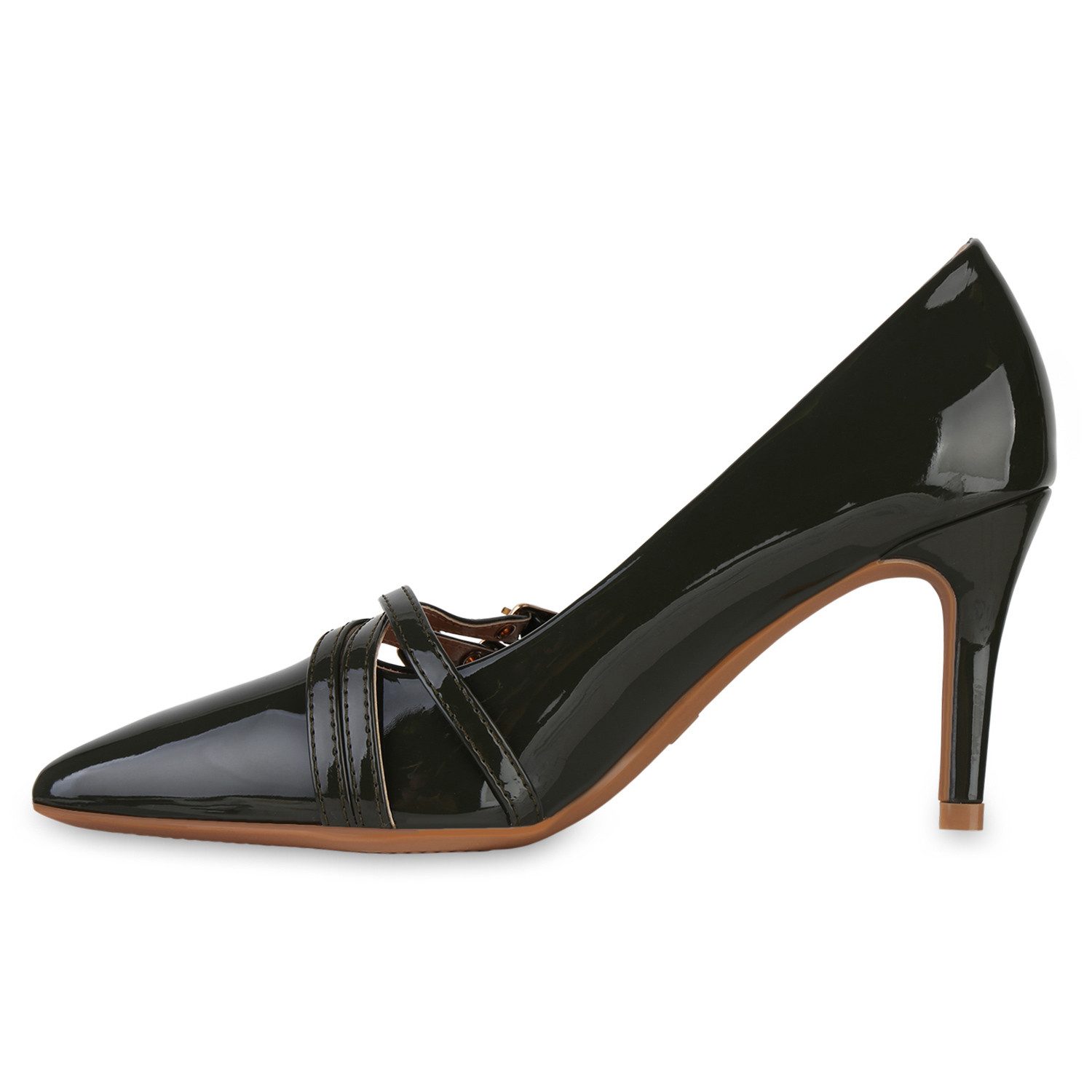 VAN HILL 841480 Pumps Damen Spitze Pumps Schnallen Stiletto Absatzschuhe La günstig online kaufen