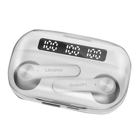 Lenovo QT81 mit Touch-Steuerung Bluetooth-Kopfhörer (True Wireless, Siri, Bluetooth 5.0, kabellos, Stereo-Ohrhörer mit 300 mAh Kopfhörer-Ladehülle - Weiß)