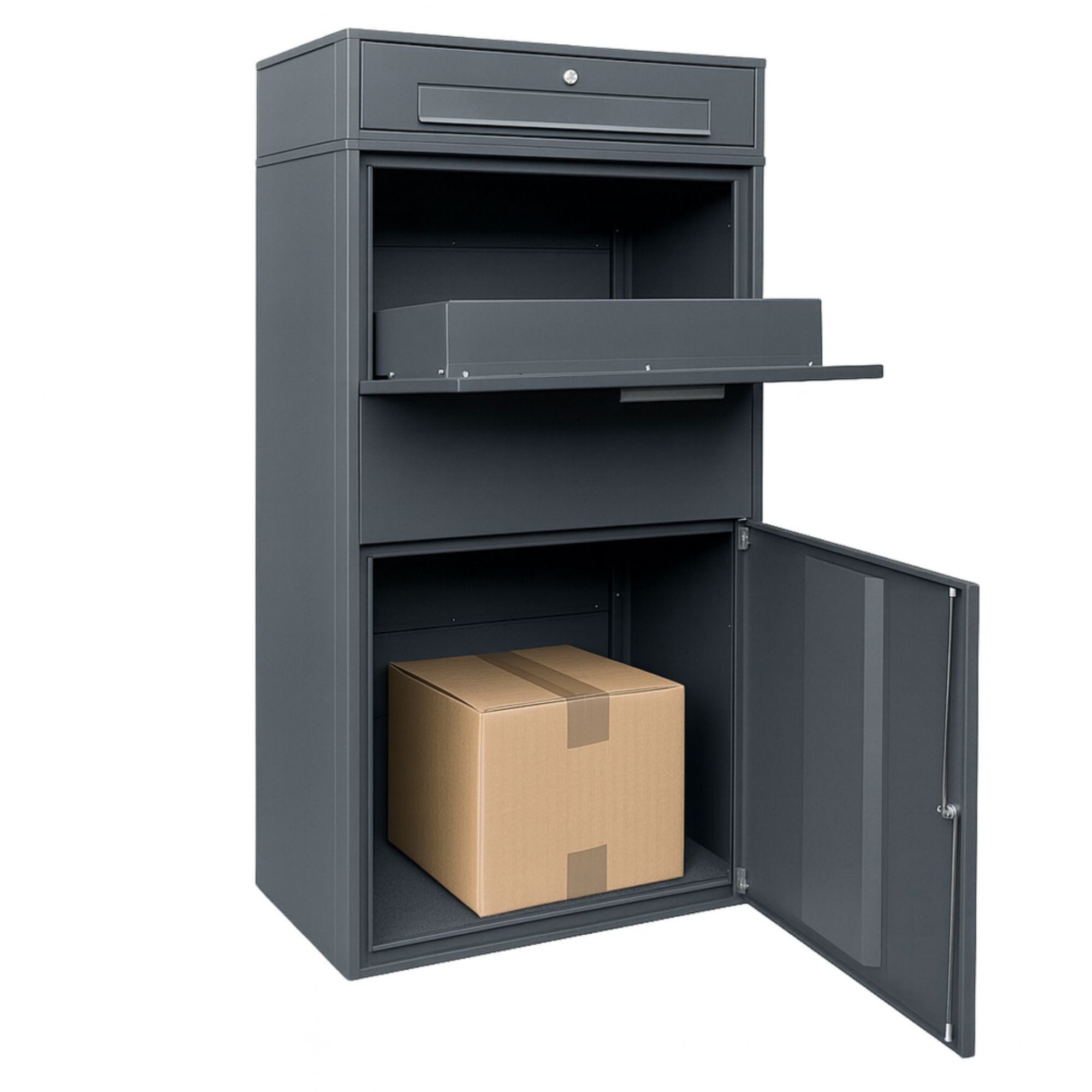osoltus Standbriefkasten Paketbox XXL Briefkasten Standbriefkasten 150cm hoch anthrazit RAL7016