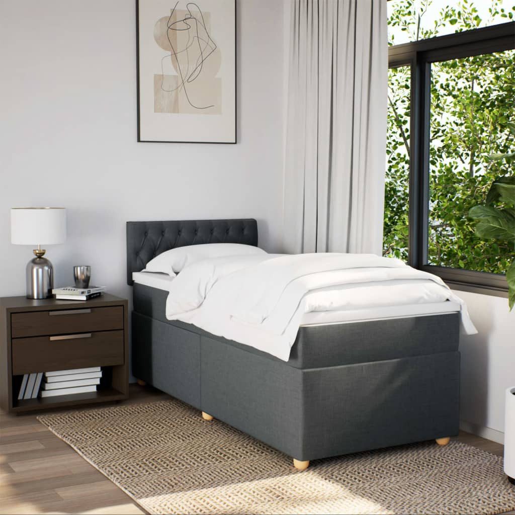 vidaXL Bett Boxspringbett mit Matratze Dunkelgrau günstig online kaufen
