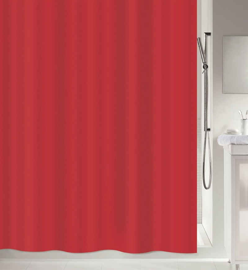 spirella Duschvorhang »ATLAS« Breite 180 cm, Premium Textil-Duschvorhang, 100% Polyester, wasserabweisend, Anti-Schimmel-Effekt, waschbar 40°, uni, Farbe rot, Größe 180 x 200 cm