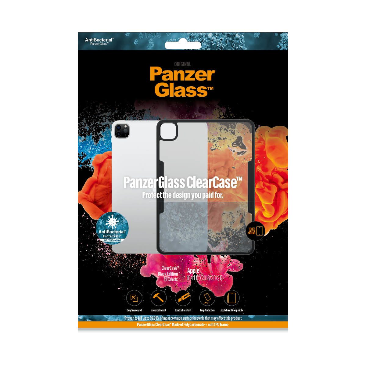 SAFE by PanzerGlass Backcover ClearCase Apple iPad 11” (2018/2020/2021), Black