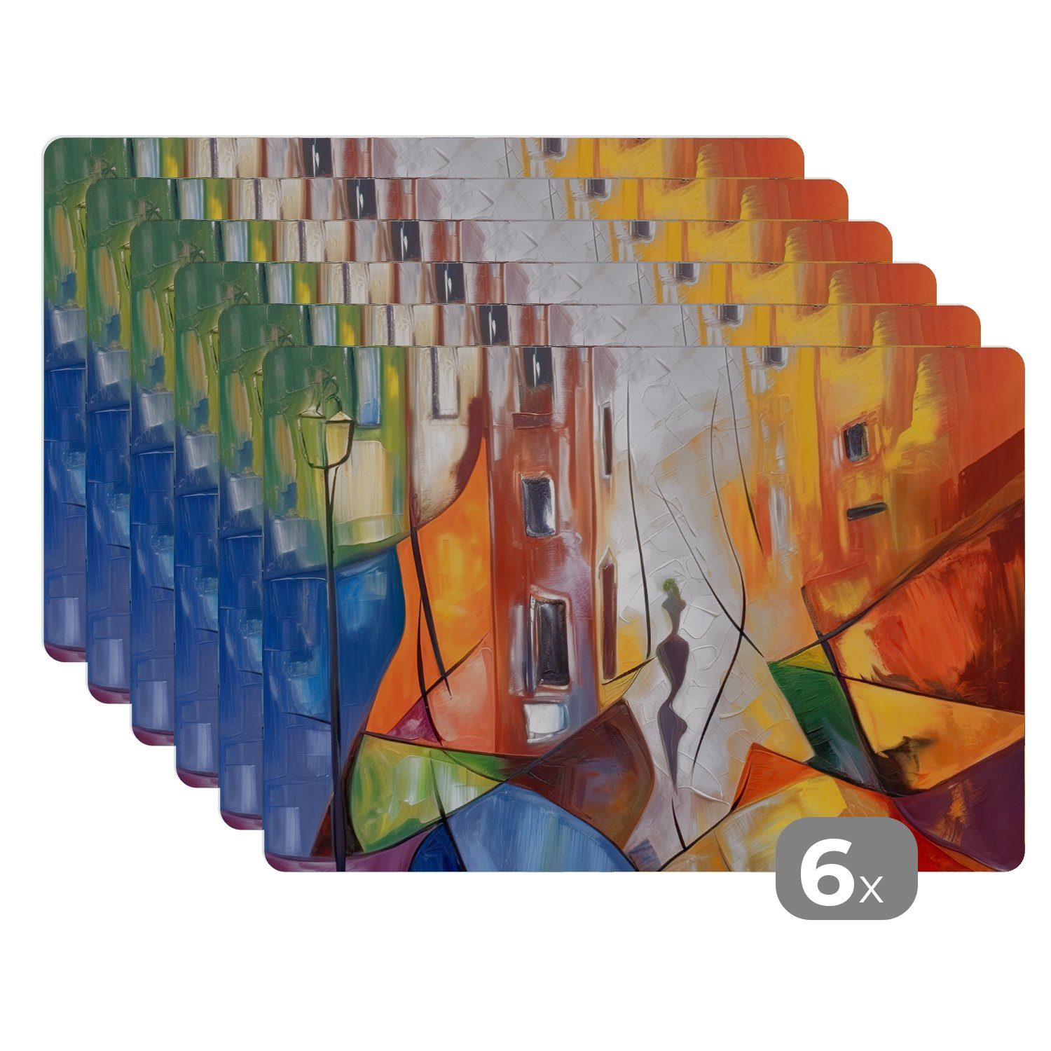 Platzset, Abstrakt - Kunst - Malerei - Farben, MuchoWow, (6-St), Platzset, Platzdecken, Platzmatte, Tischmatten, Schmutzabweisend