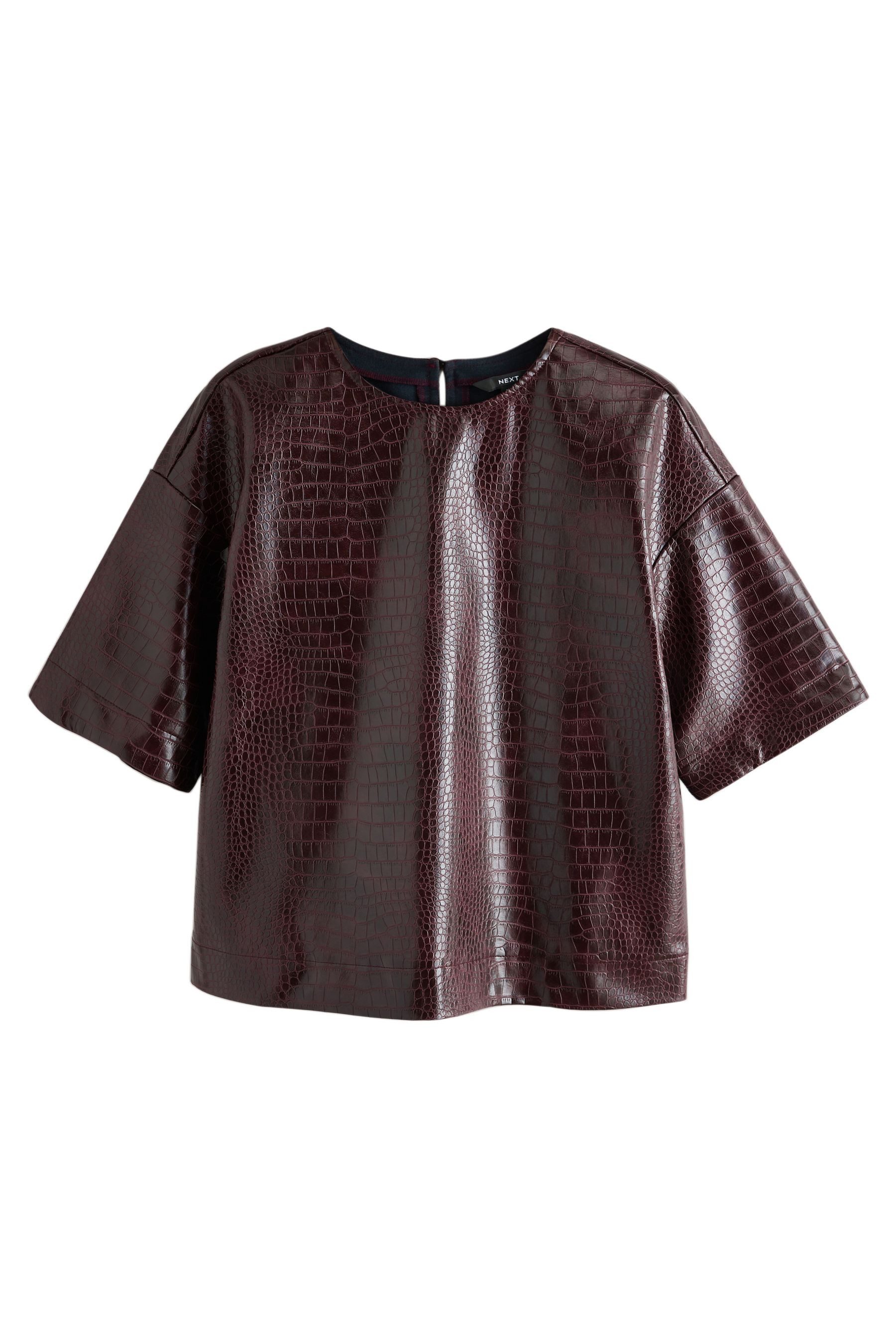 T-Shirt Kunstleder-T-Shirt in Kroko-Optik