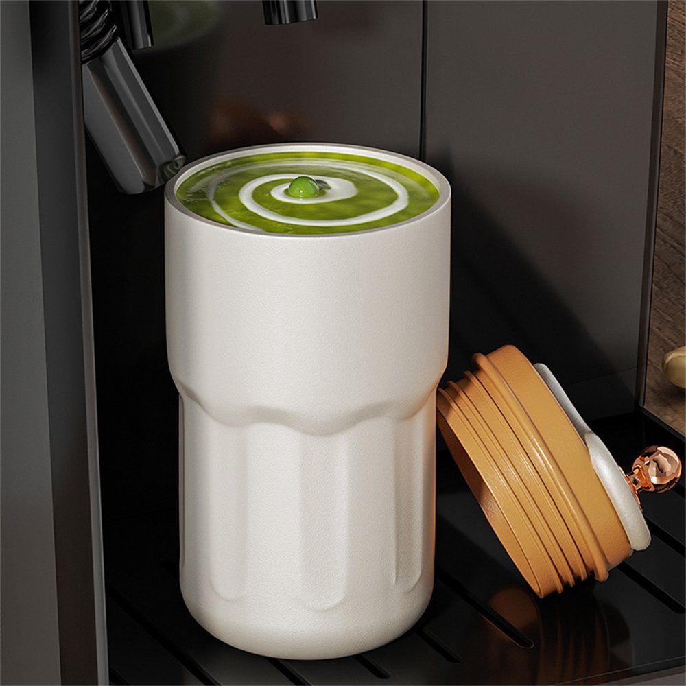 Rouemi Braun Kaffeebecher Isolierung Kaltgetränke 420ml, das Büro Isoliert Edelstahl, tragbarer aus Isolierter Isolierflasche,Heiß- und Isolierflasche Becher