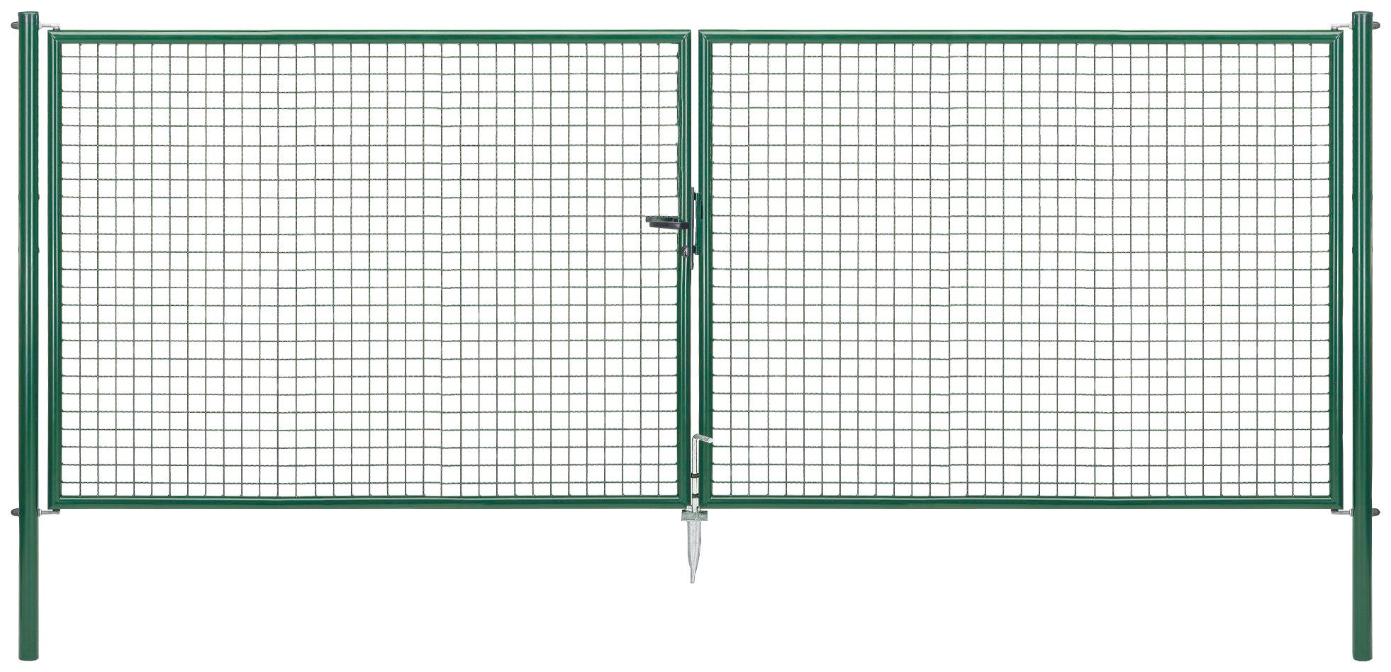 Alberts Zaundoppeltür Wellengitter-Doppeltor mit Zubehör, Höhe: 150 cm, Breite: 408 cm, grün