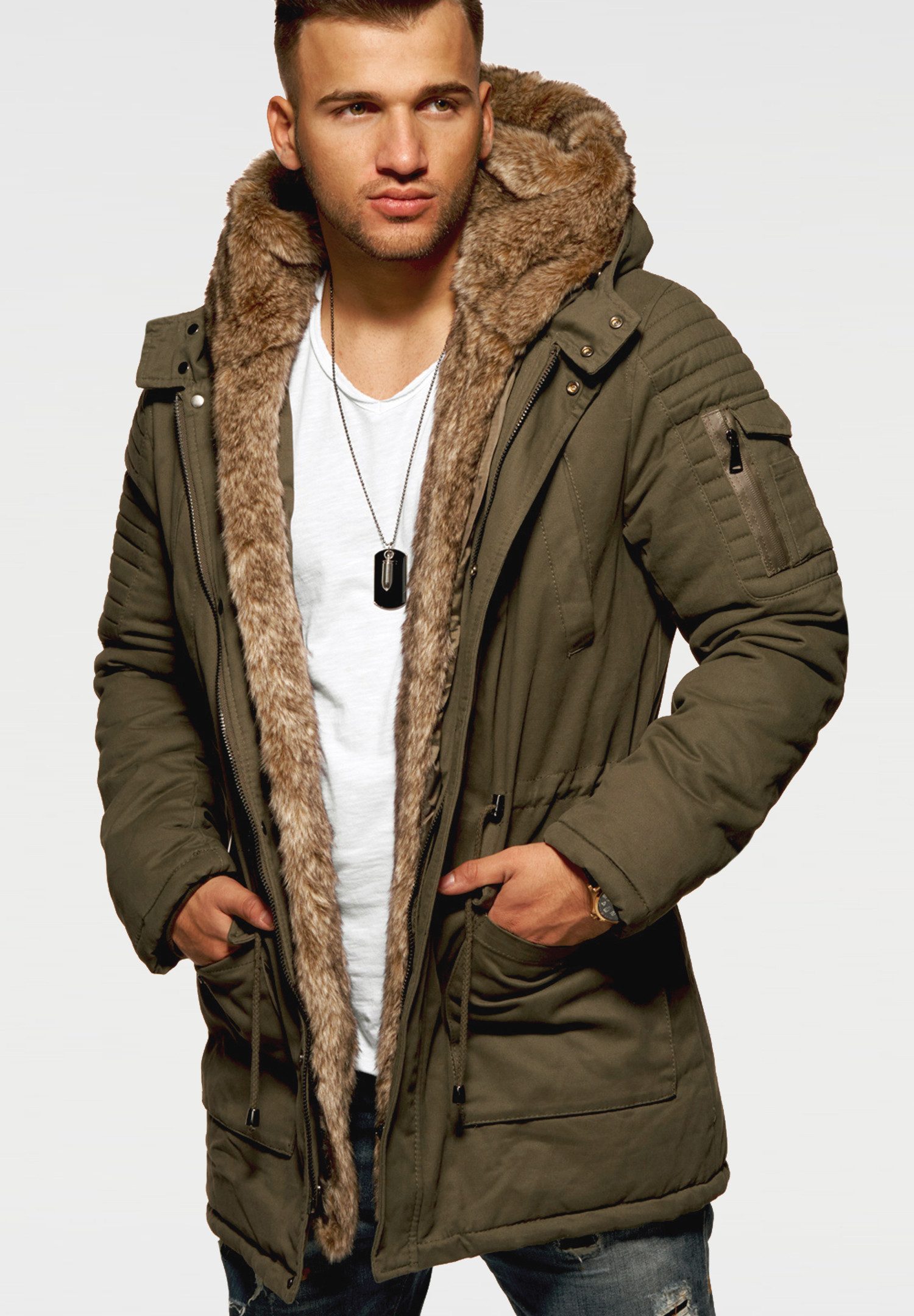 behype Parka BHPAU Herren Winterjacke Wintermantel günstig online kaufen