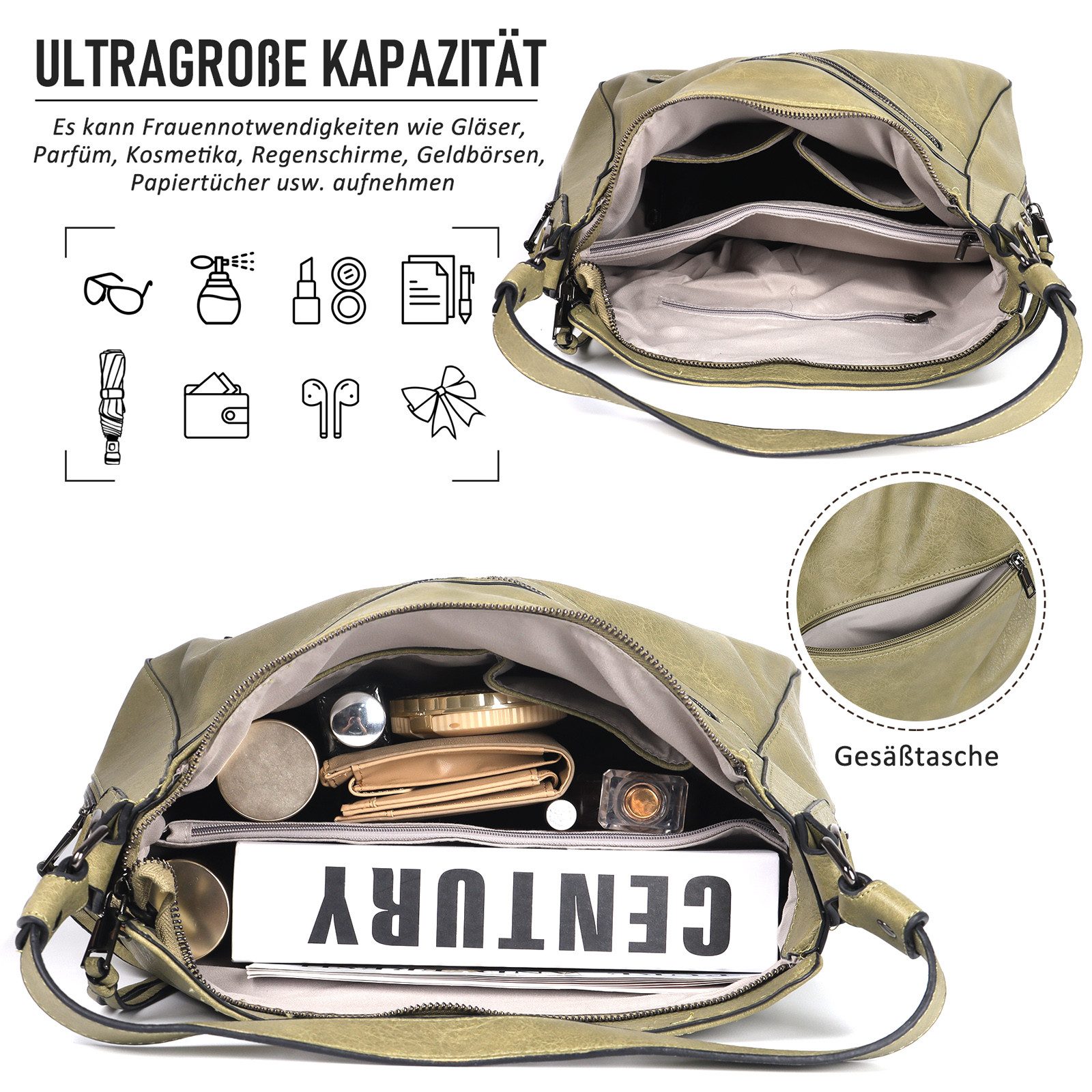 TAN.TOMI Schultertasche Damen Schultertasche Groß Shopper Handtasche, Synthetisches-Lederhandtasche Umhängetasche Damen Taschen