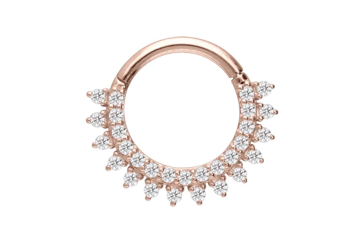 Nasenpiercing 14/18 Karat Gold Segmentring Clicker EINGEFASSTE MOISSANITE