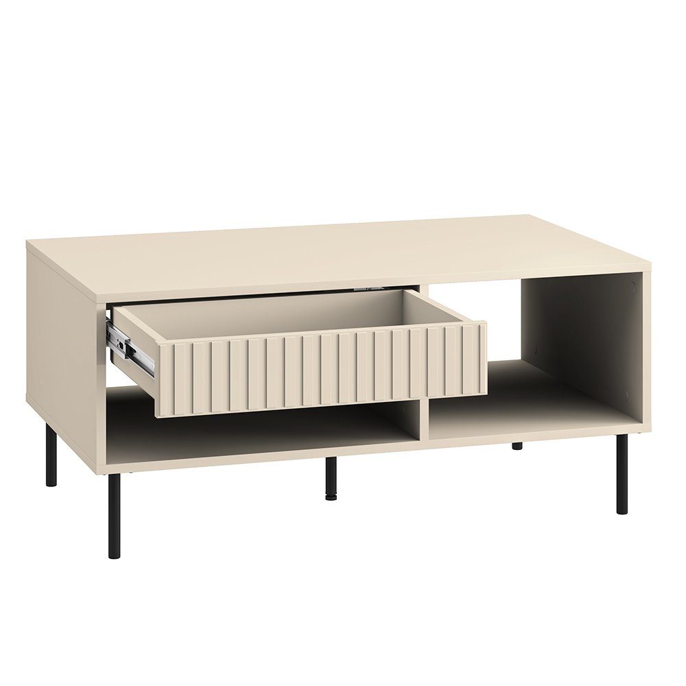 Lomadox Couchtisch SALOU-131, in kaschmir matt, 1 Schubkasten, B/H/T ca. 100/48/60 cm