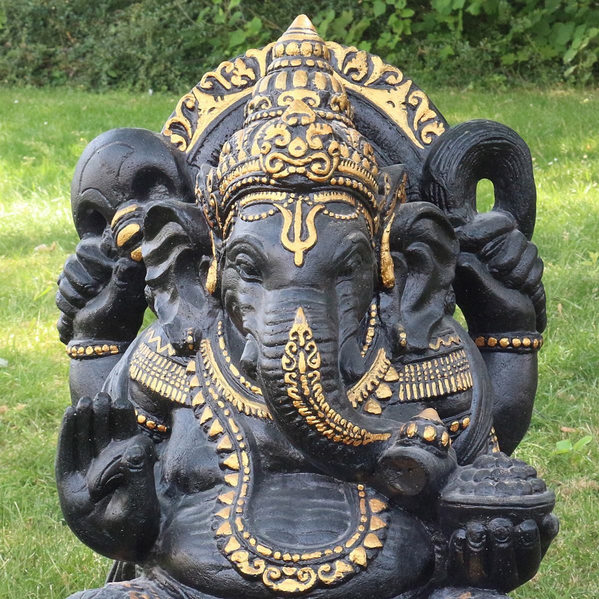 Oriental Galerie Dekofigur Ganesha Figur Beton Antik Finish mit Gold 80 cm (1 St)