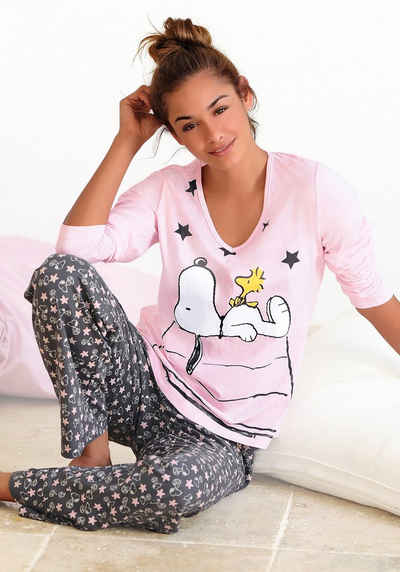 PEANUTS Pyjama (2 tlg., 1 Stück) in langer Form im niedlichen Snoopy-Design