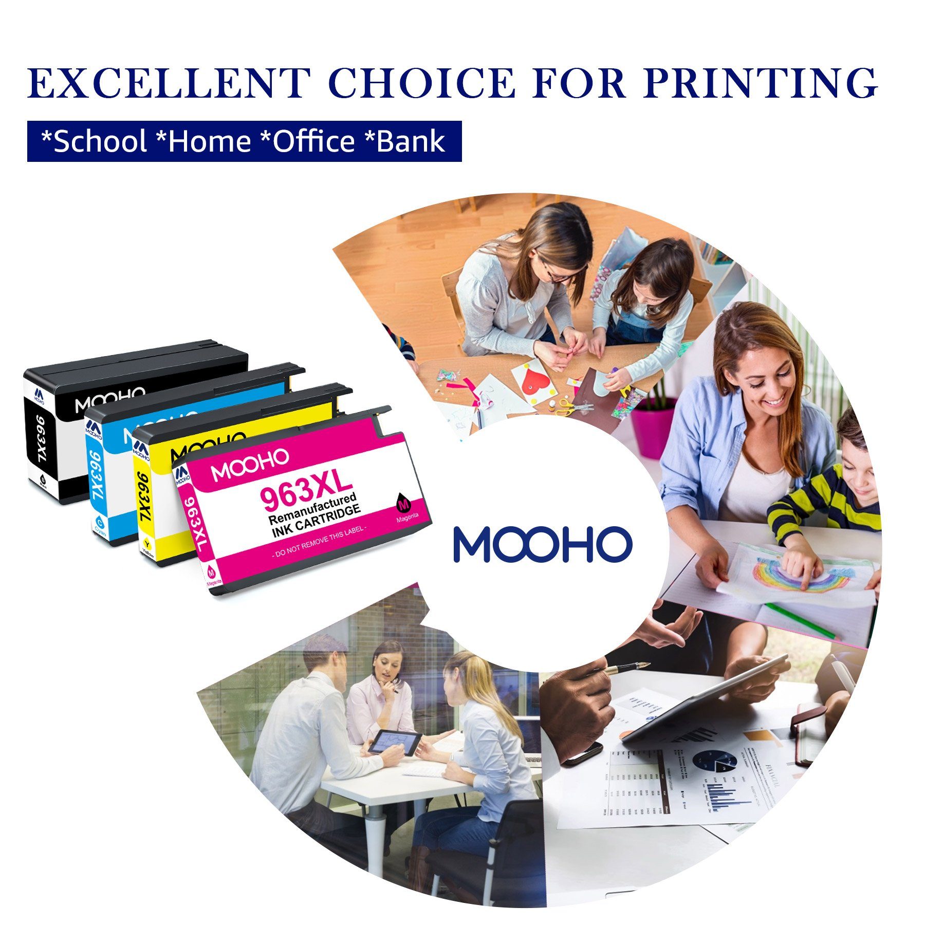 MOOHO 8PK 963XL für XL 9014e Druckerpatronen 9012e 9010e 9025e) für 963 (Kompatible Pro 9018e 9015e 963 Tintenpatrone HP 9020e Multipack 9016e, HP 9019e 9022e OfficeJet