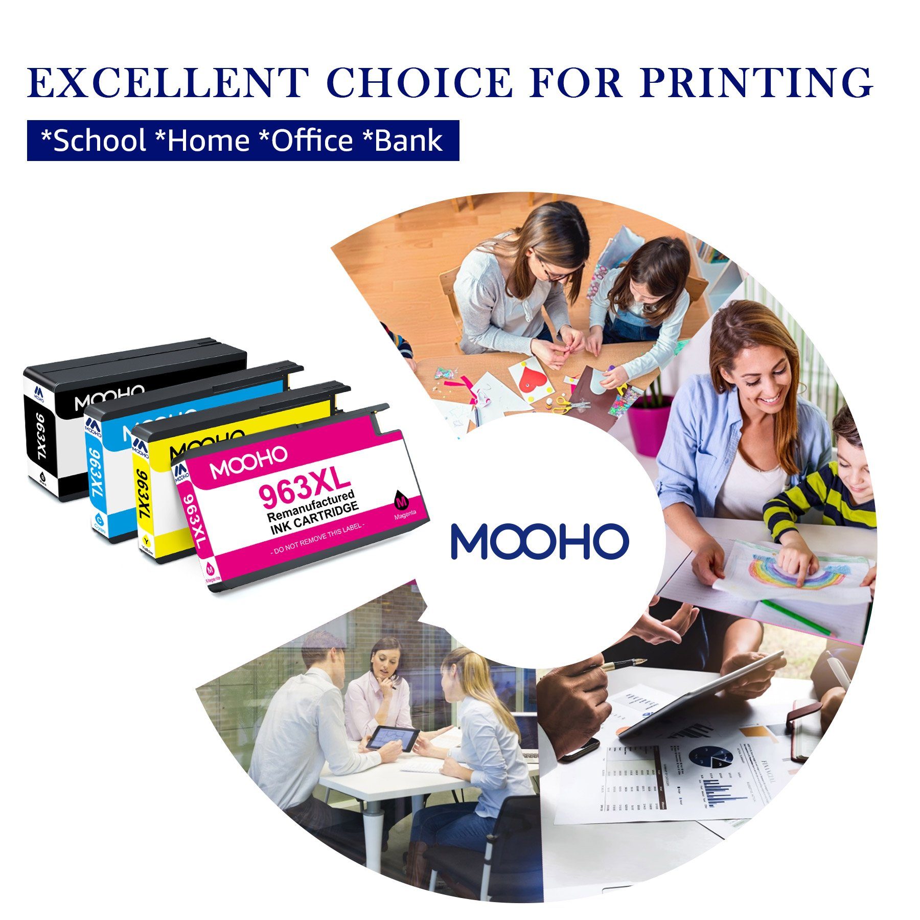 Pro 963 HP 9010e Tintenpatrone XL 9012e 963 963XL 9018e 9022e OfficeJet 8PK MOOHO HP (Kompatible für 9016e, 9014e 9015e 9025e) 9020e Multipack 9019e für Druckerpatronen