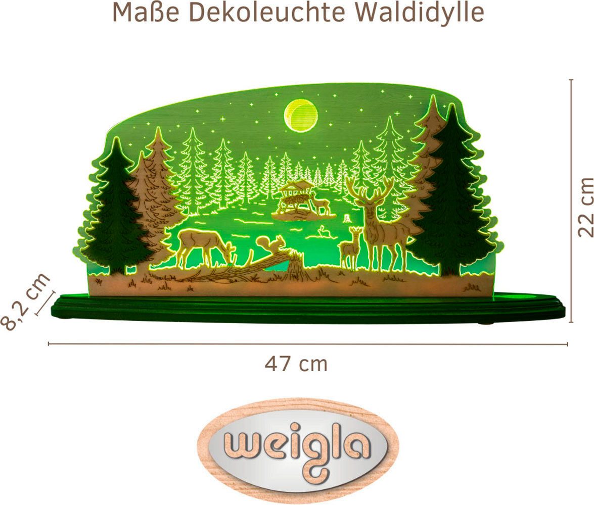 Weigla Lichterbogen LED Waldidylle, Dekoleuchte aus Holz & Acrylglas, GRÜN-NATUR, (1-tlg), Erzgebirge garantiert, Deko für Weihnachten und das ganze Jahr