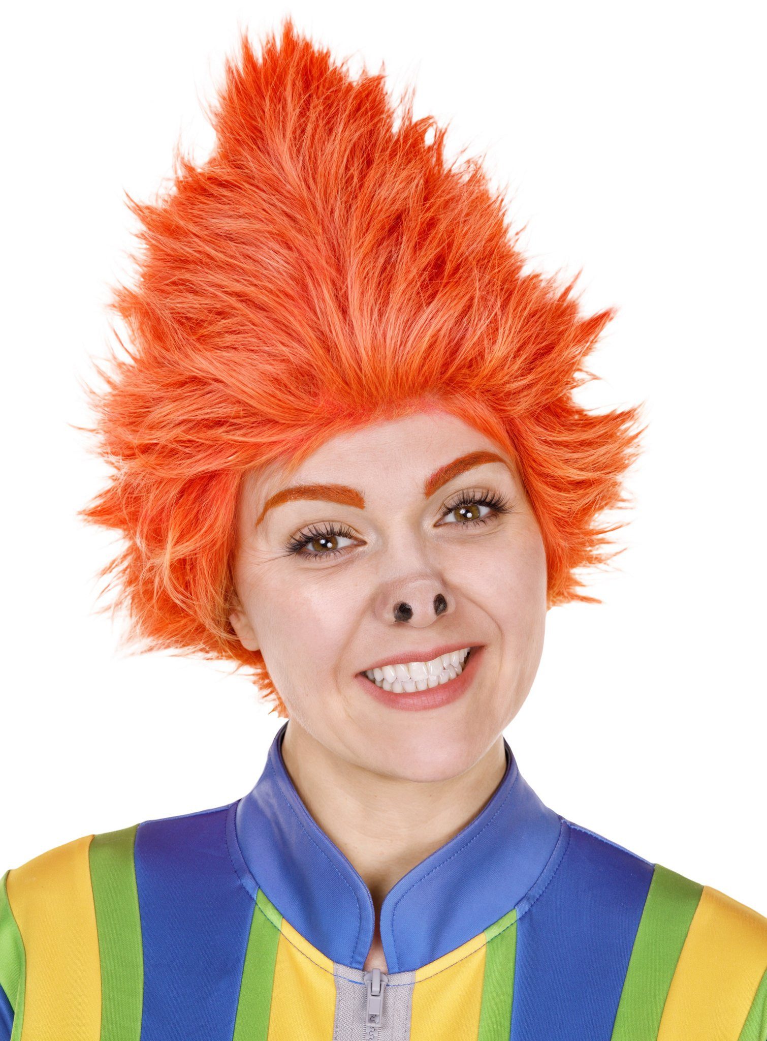 Maskworld Kostüm-Perücke Das Sams – Perücke - Fasching Kostüm Zubehör, Spitz nach oben zulaufende Perücke mit der typischen Wuschelfrisur