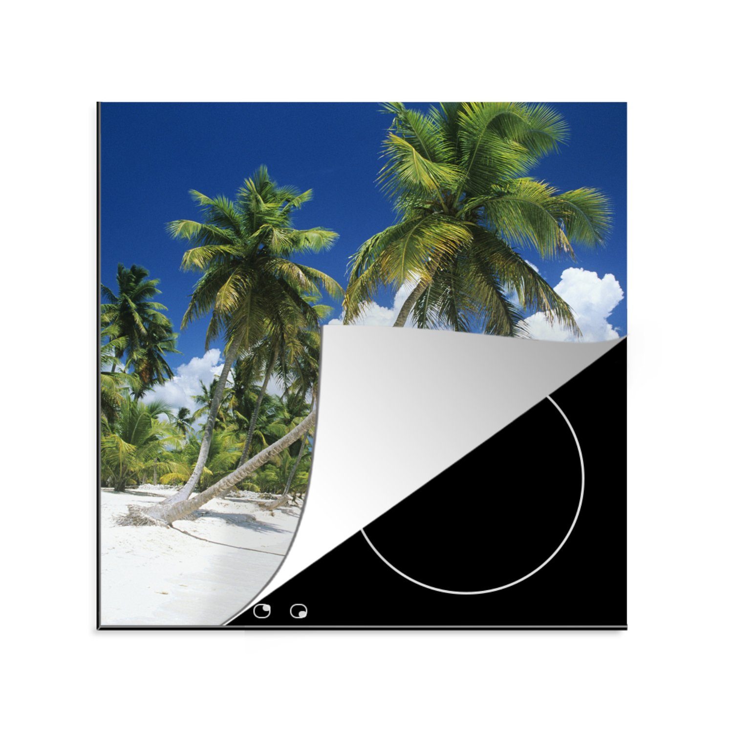 MuchoWow Herdblende-/Abdeckplatte Strahlende Sonne am Strand in der Dominikanischen Republik, Vinyl, (1 tlg), 78x78 cm, Ceranfeldabdeckung, Arbeitsplatte für küche