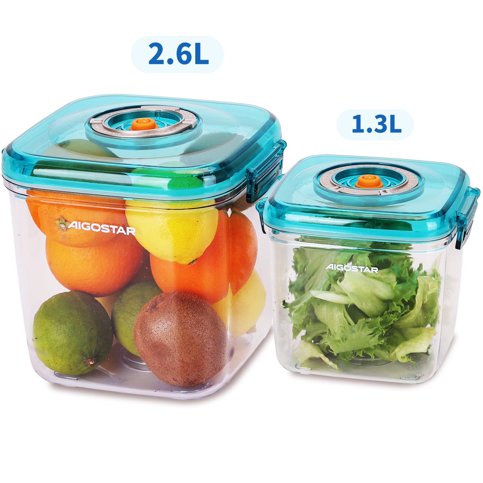 Aigostar Vakuumierer Vakuumbeutel Vakuumdose Vakuumpumpe Lebensmittel mit Pumpe Ventil, Für den Gefrierschrank geeignet, BPA-frei