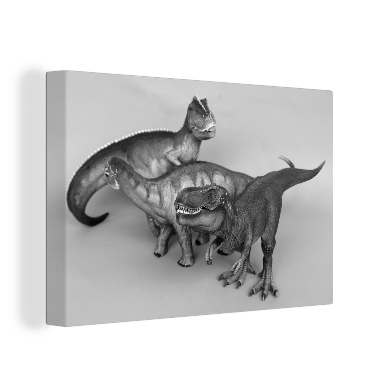weiß, cm - St), Leinwandbilder, Spielzeug-Dinosaurier Wanddeko, schwarz OneMillionCanvasses® und Wandbild Leinwandbild (1 Aufhängefertig, 30x20