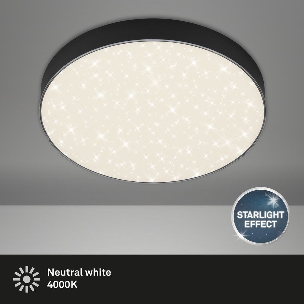 Briloner Leuchten LED Deckenleuchte 7074-415, Sternenhimmel, LED fest integriert, 2700K - Extra-Warmweiß, Deckenlampe, 28,7x3,6cm, Schwarz, 21W, Wohnzimmer, Schlafzimmer, Flur