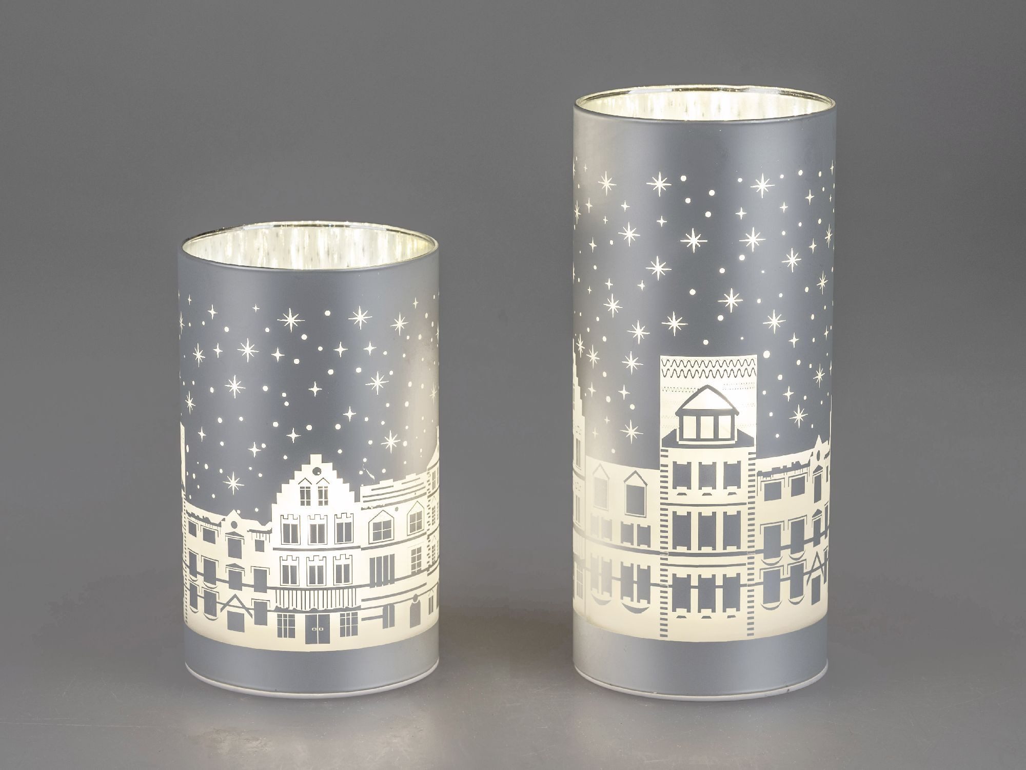 formano Tischleuchte Häuser, LED, mit Timerfunktion, Silber, Häuser, H: 20cm