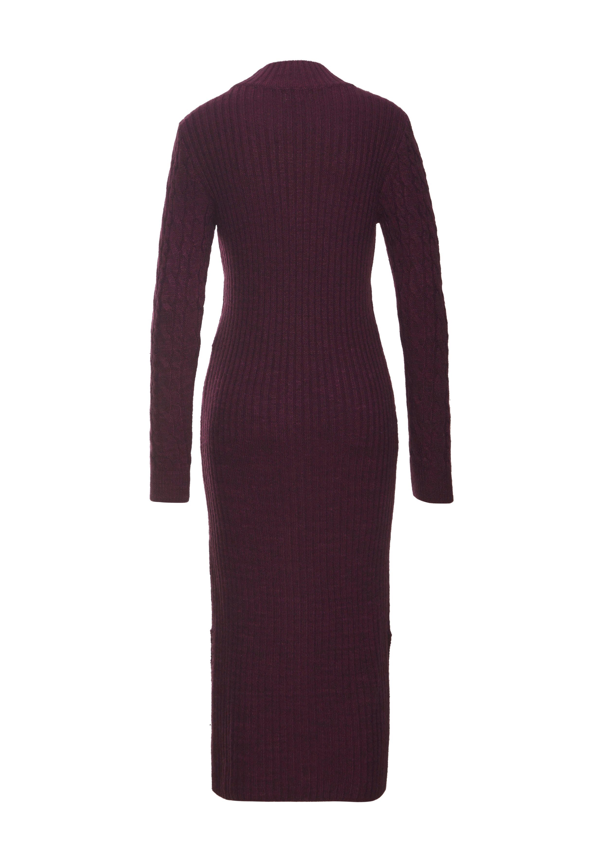 LASCANA Strickkleid mit Zopfmuster, seitlicher Schlitz, elegantes Pulloverkleid Langarm, Midikleid aus weichem Strick, figurbetont, herbstlich, casual