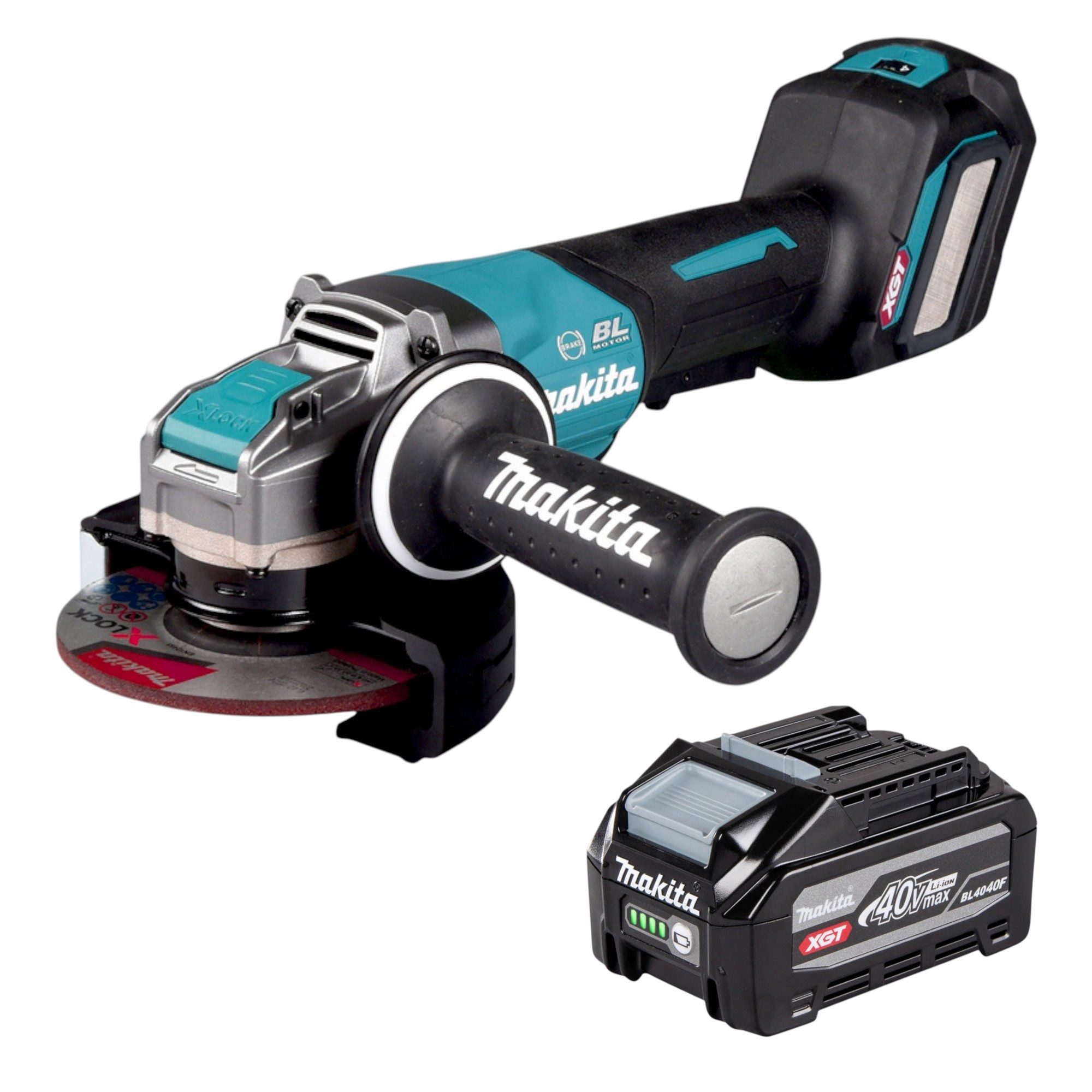 Makita Akku-Winkelschleifer GA 044 GU1 40 V max. 125 mm X-LOCK Brushless + 1x Akku 4,0 Ah