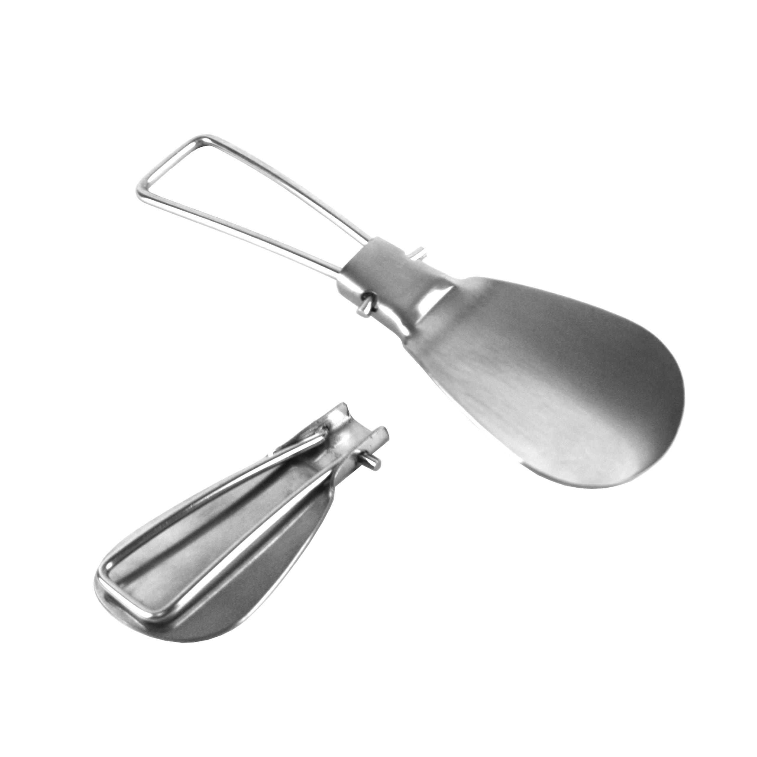 Lantelme Schuhlöffel 2 Stück Edelstahl klappbar 13cm flach und klein Schuhanzieher Metall (2-tlg), Metall Schuhanziehhilfe mini für Zuhause und auf Reise
