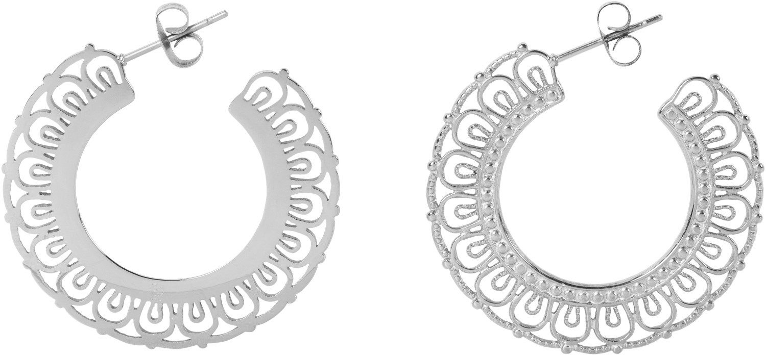 styleBREAKER Paar Creolen Edelstahl Creolen Ohrringe mit Ornament Verzierung (2, 2-tlg) – Bild 2 von 4