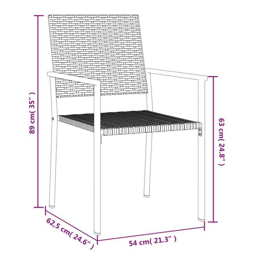 Poly 2 Gartenstühle Schwarz Rattan Gartenstuhl cm St) 54x62,5x89 vidaXL (2 Stk.