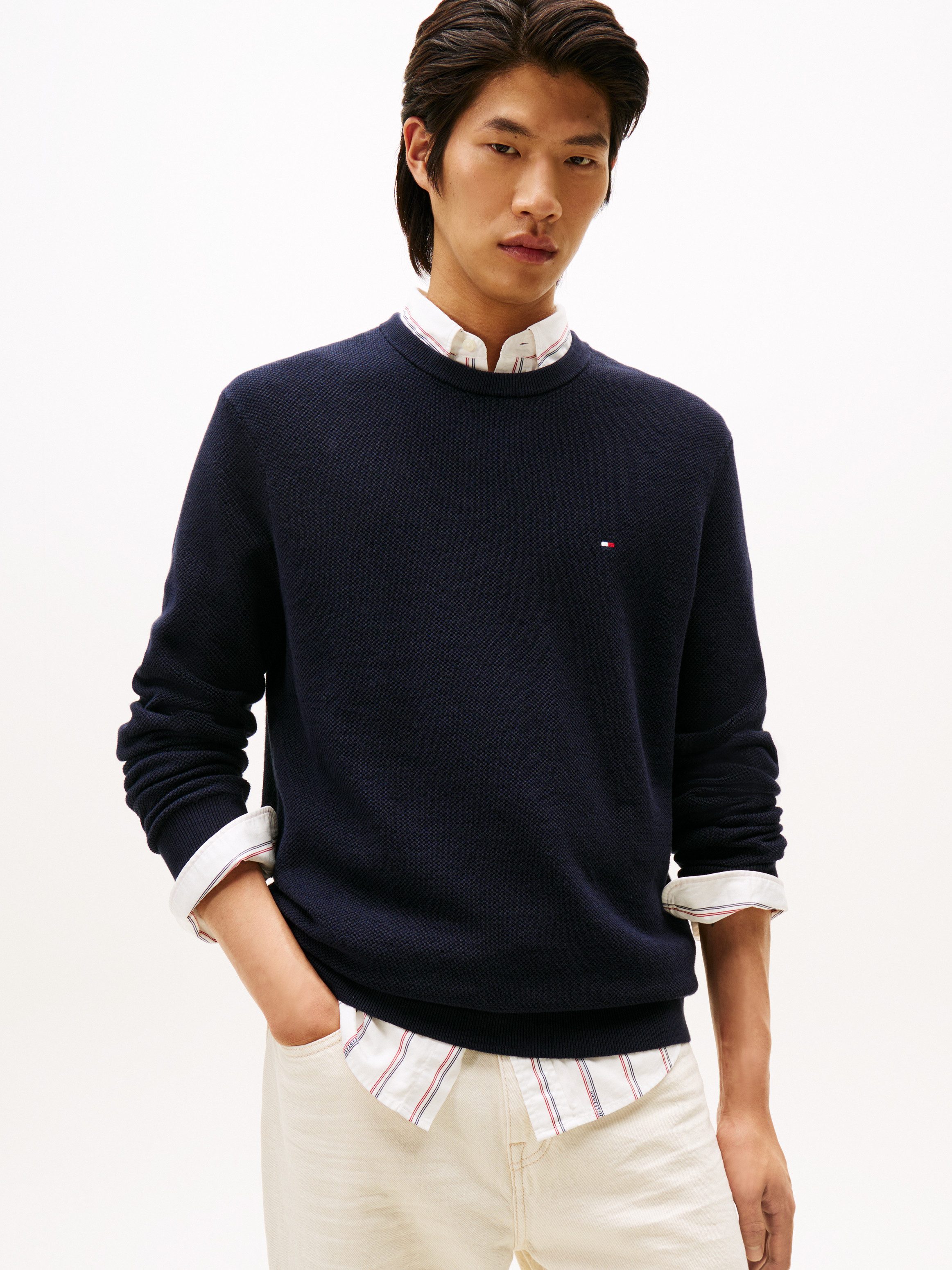 Tommy Hilfiger Rundhalspullover ESSENTIAL STRUCTURE CREW NECK mit Struktur günstig online kaufen