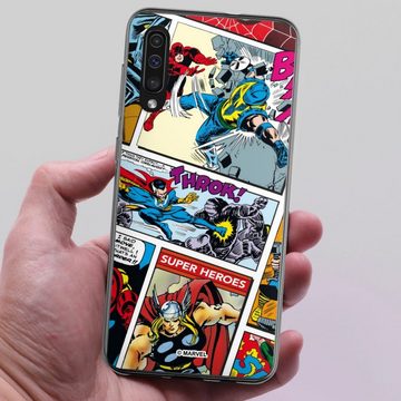 DeinDesign Handyhülle Marvel Retro Comic Blue, Samsung Galaxy A50 Silikon Hülle Bumper Case Handy Schutzhülle
