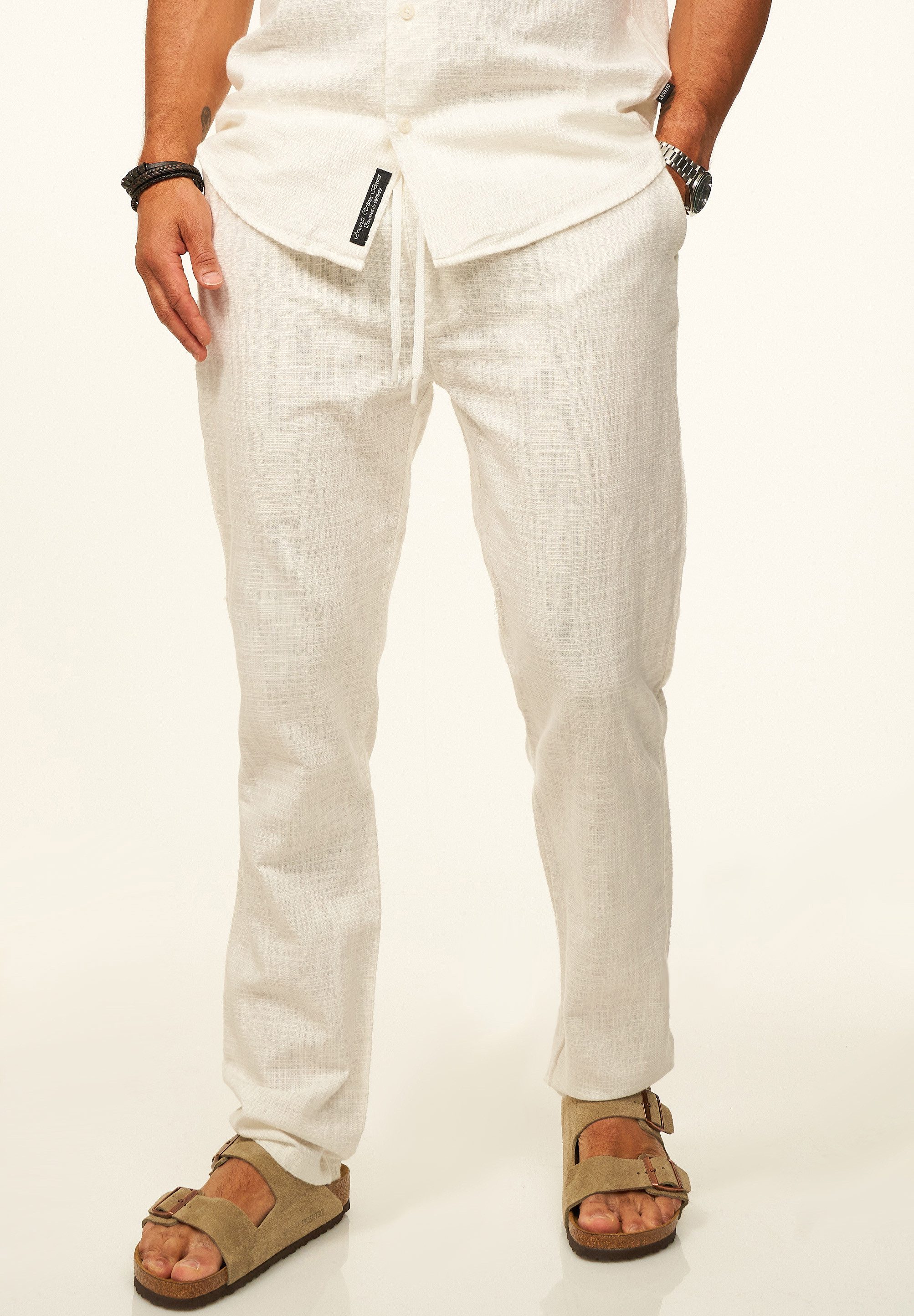 CARISMA Stoffhose in Leinen-Optik im Chinohose Stil mit Gummibund & Kordel - Sommerhose Herren luftige Freizeithose - Ideal für den Sommer & warme Tage