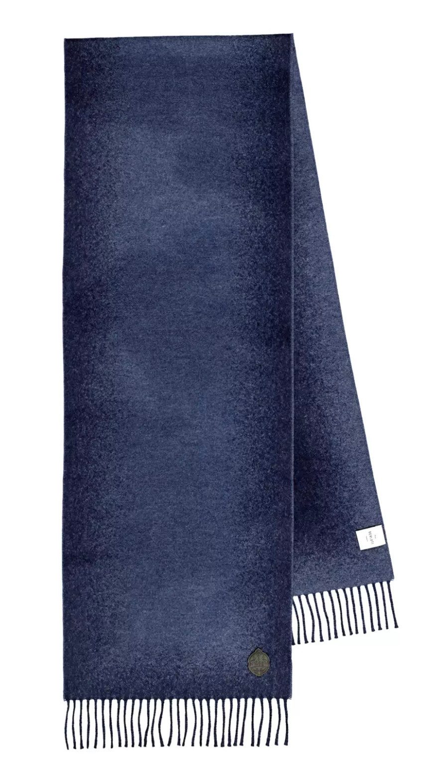 Berluti Kaschmirschal Reiner Kaschmir Patina Schal mit Fransen und Leder Logowappen