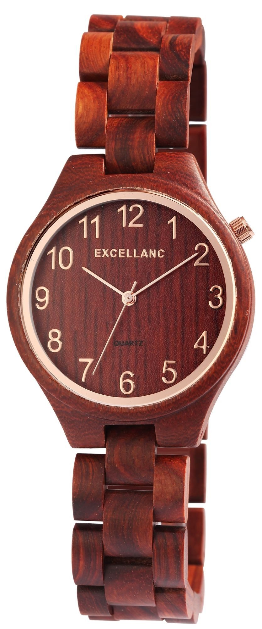 EXCELLANC Quarzuhr 1800236 Excellanc Damen Holzarmbanduhr mit Edelstahlfalt günstig online kaufen