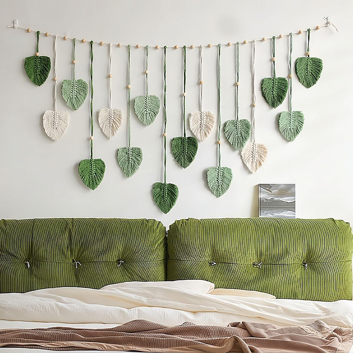 Zaewry Hängedekoration Makramee Wandbehang Handgemacht Wandteppich Boho Wohnungs Dekorationen, Chic Kunst Gewebte Feder Wanddeko Blatt Wandteppich – Bild 2 von 5