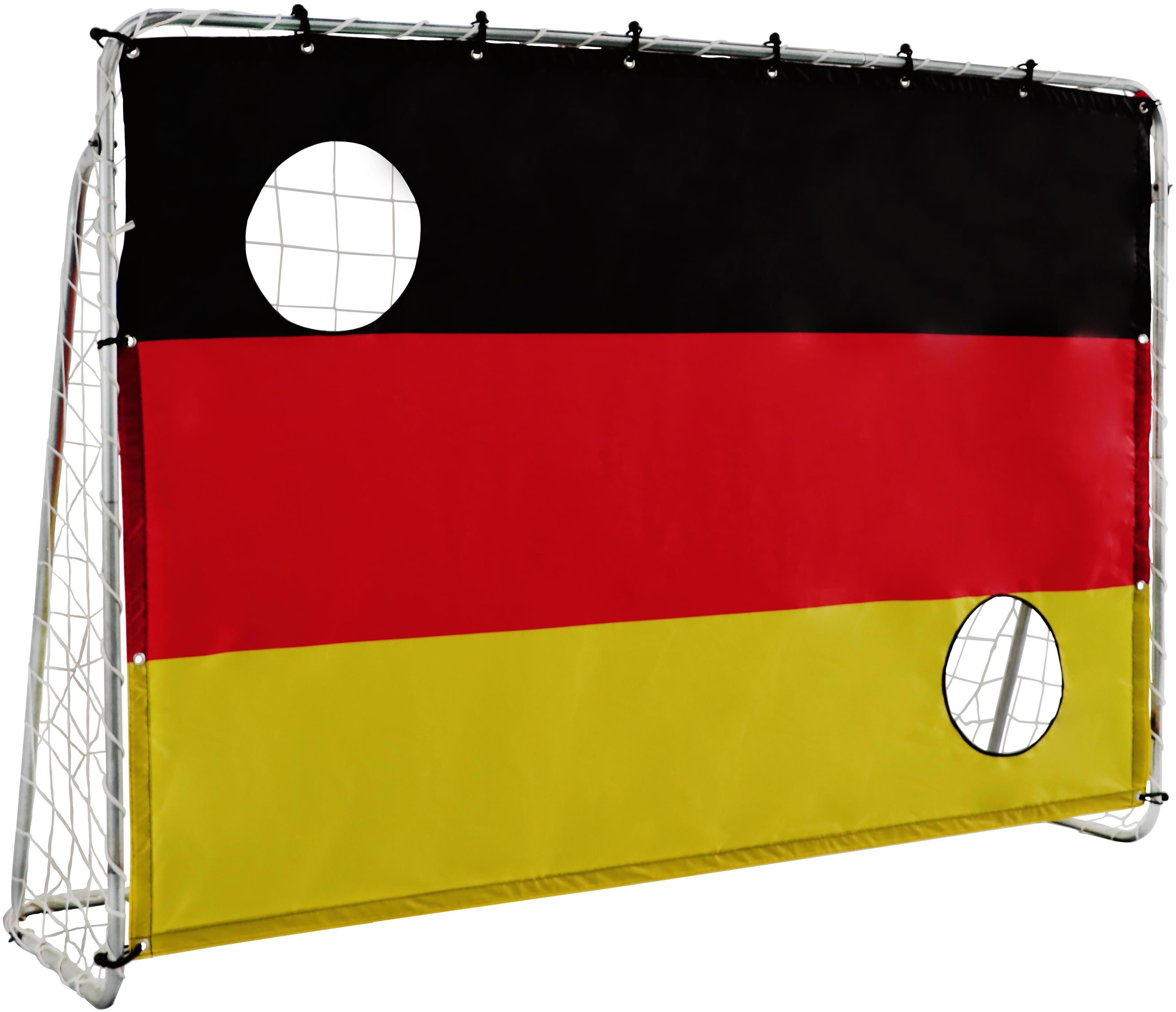 L.A. Sports Fußballtor Soccer Goal 2in1 Set - Kinder Tor mit Netz und  Torschusswand (2in1 Kinderfussballtor und Torschusswand)