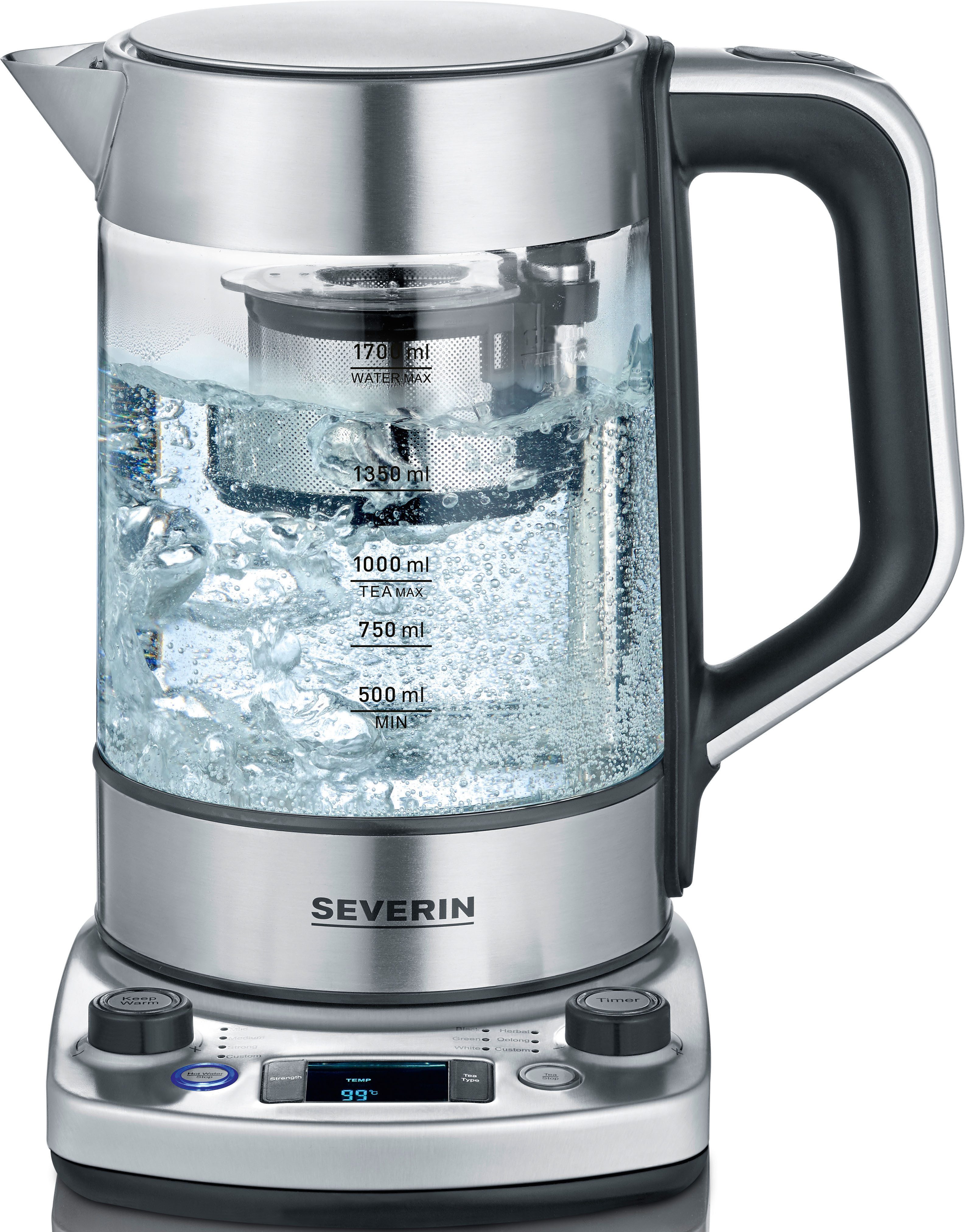 Severin Wasser-/Teekocher WK 3422, 3000 W, Temperaturstufen von 40°C – 100°C in 5°C-Schritten wählbar