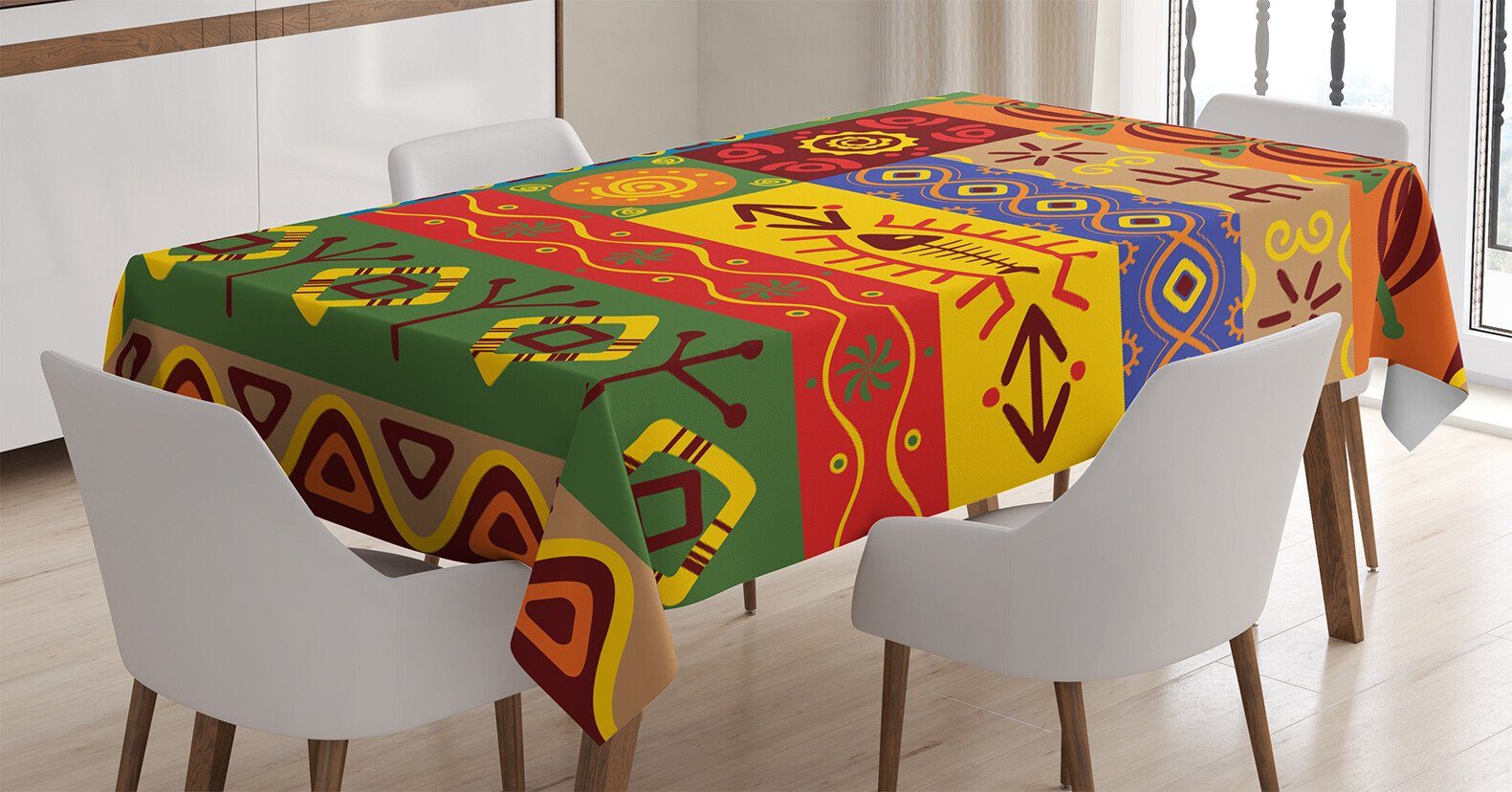 Abakuhaus Tischdecke Farbfest afrikanisch Waschbar geeignet Außen Farben, den Bereich West-Folk Für Klare