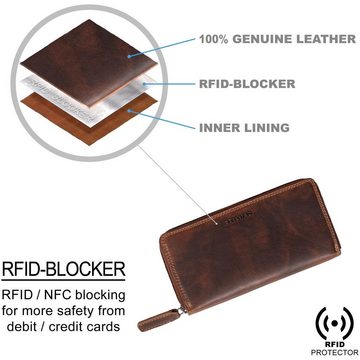 STILORD Geldbörse "Frida" Portemonnaie Damen Leder RFID Schutz mit Reißverschluss