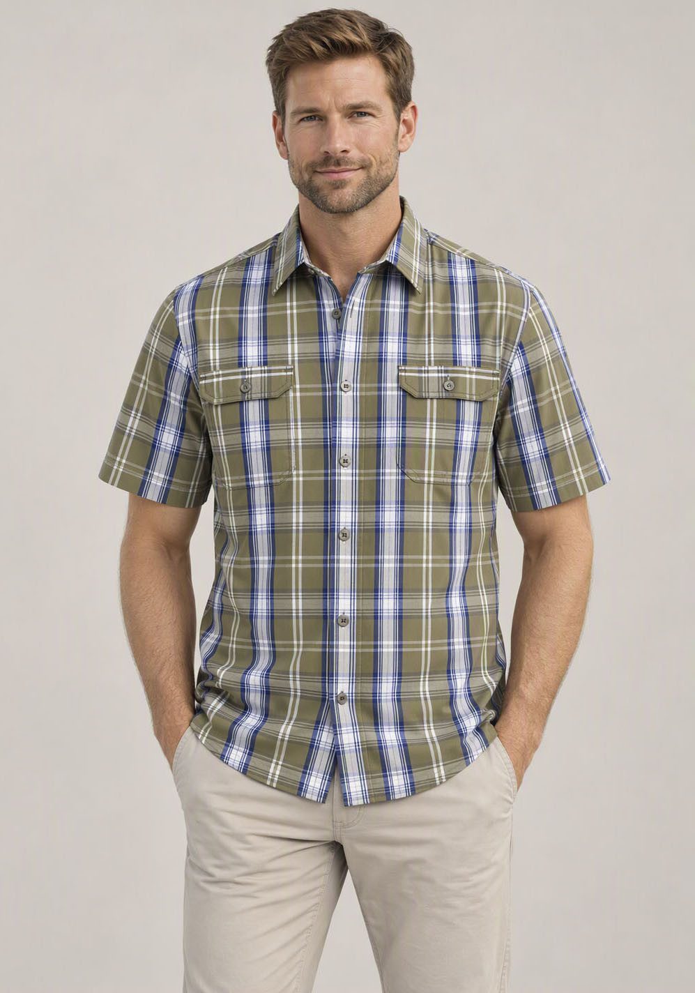 Man's World Karohemd Kurzarm, für Casualmode, Basic, Frühling und Sommer, aus Baumwolle. Reduzierter Preis € 20,99. Unverbindliche Preisempfehlung € 24,99