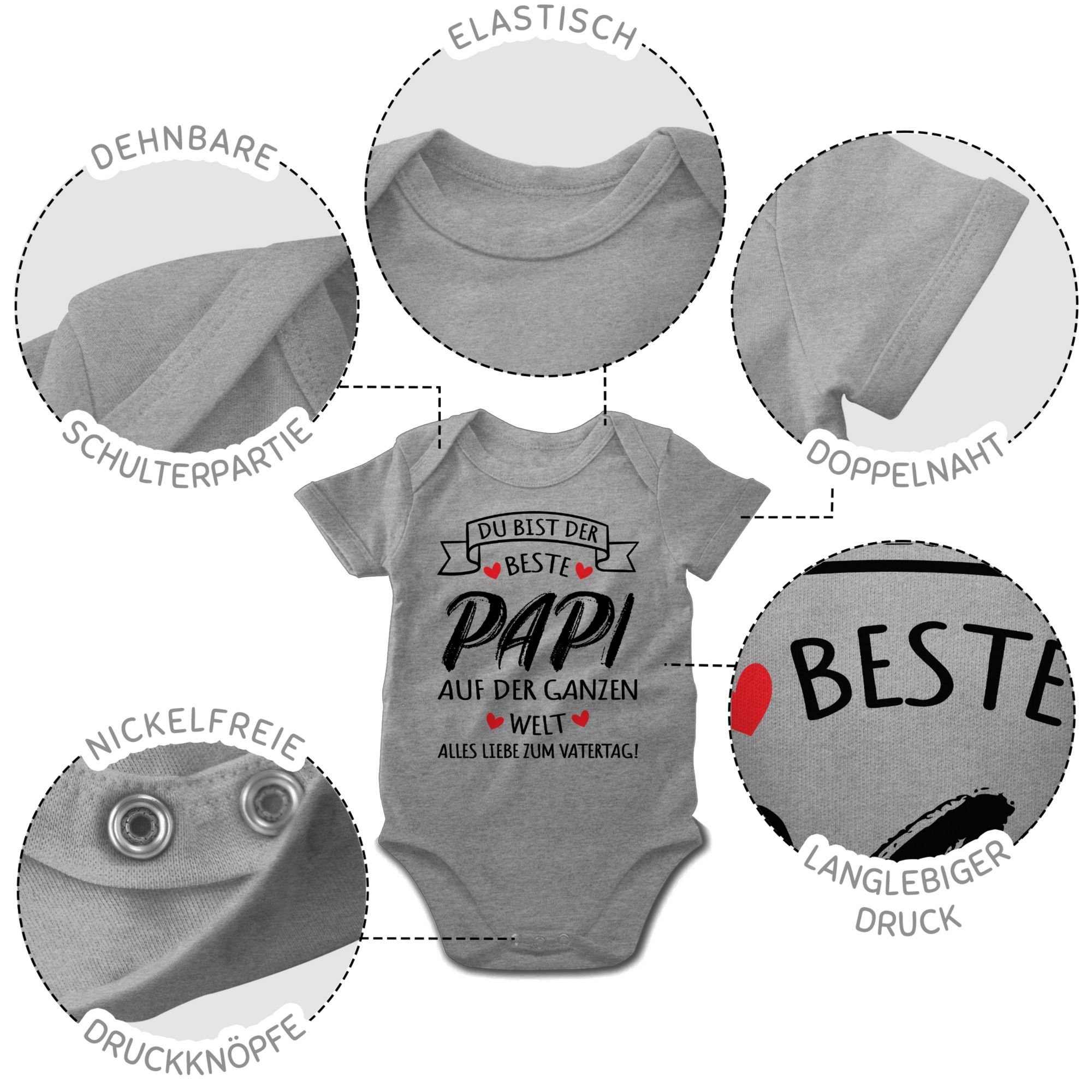 Shirtracer Shirtbody Beste 3 zum Geschenk liebe meliert Alles I Grau - der Welt Baby Vatertag Papa Vatertag