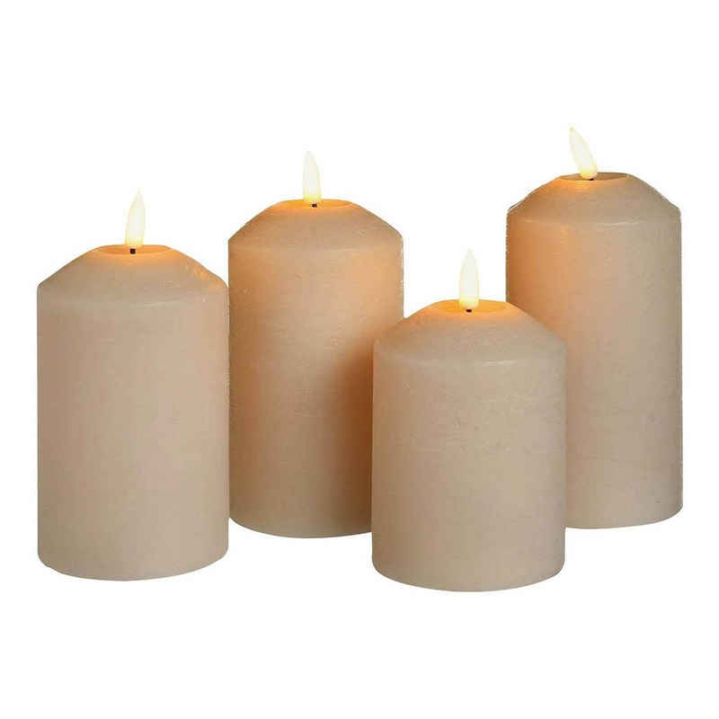 Depot LED-Kerze »LED-Stumpenkerzen-Set Uni« (Packung, 4 Kerzen in unterschiedlichen Größen)