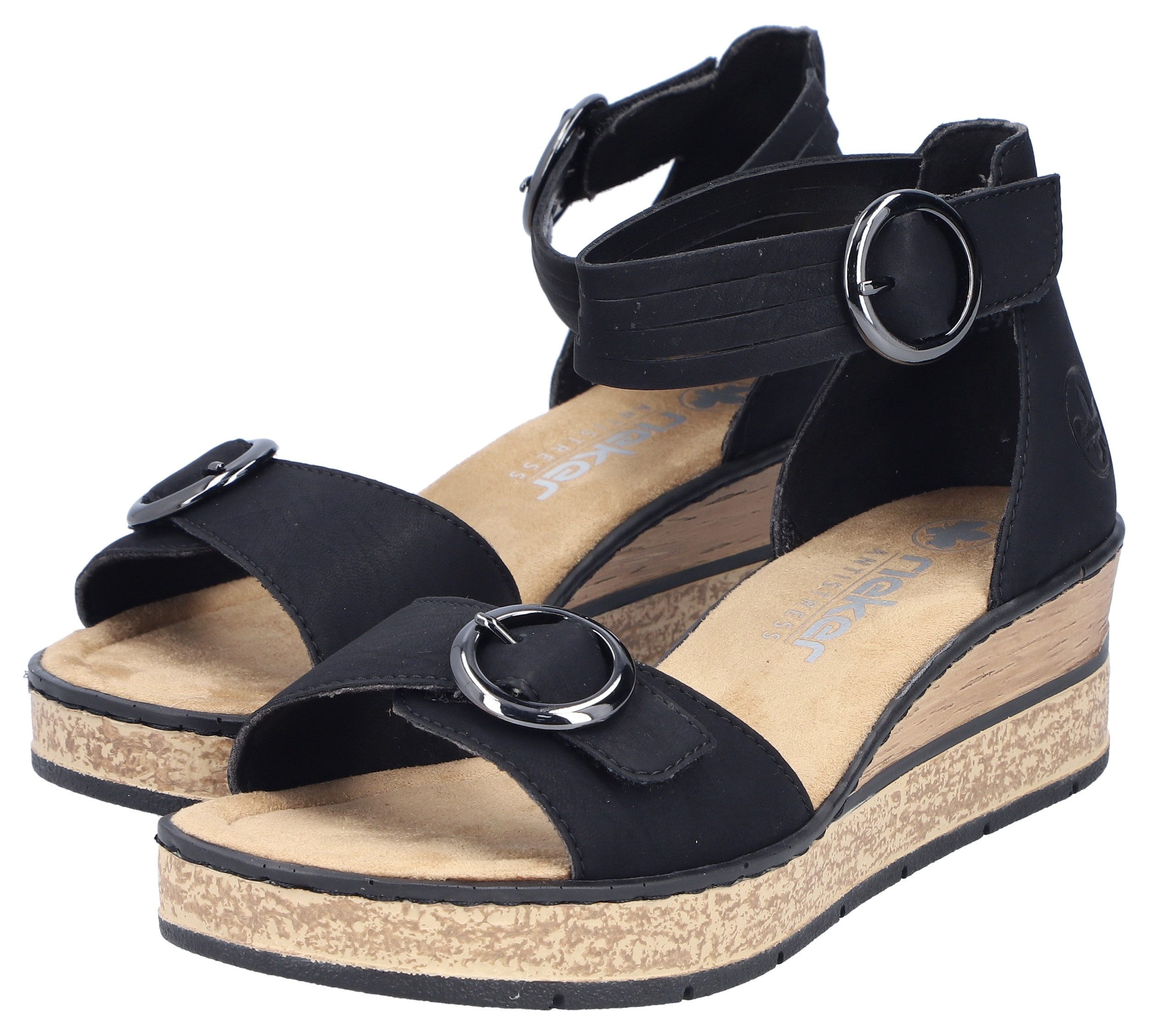 Rieker Keilsandalette Sommerschuh, Urlaubsschuh, Sandale mit trendy Fesselriemchen