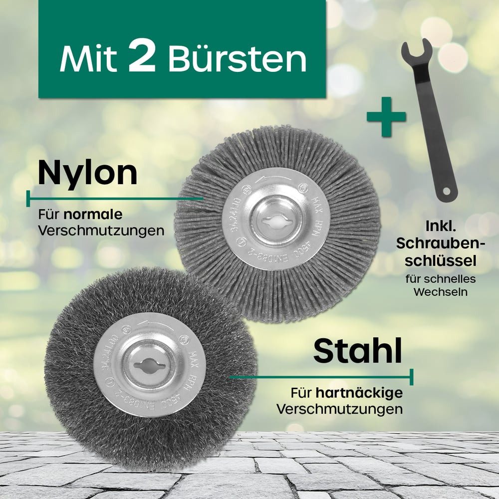 EASYmaxx Hartbodenreiniger elektrisch 140 Watt-[ABS/Stahl] inkl. 2 auswechselbaren Bürsten, 140 W, Einfache säuberung von Fugen, Gehwegen & uvm