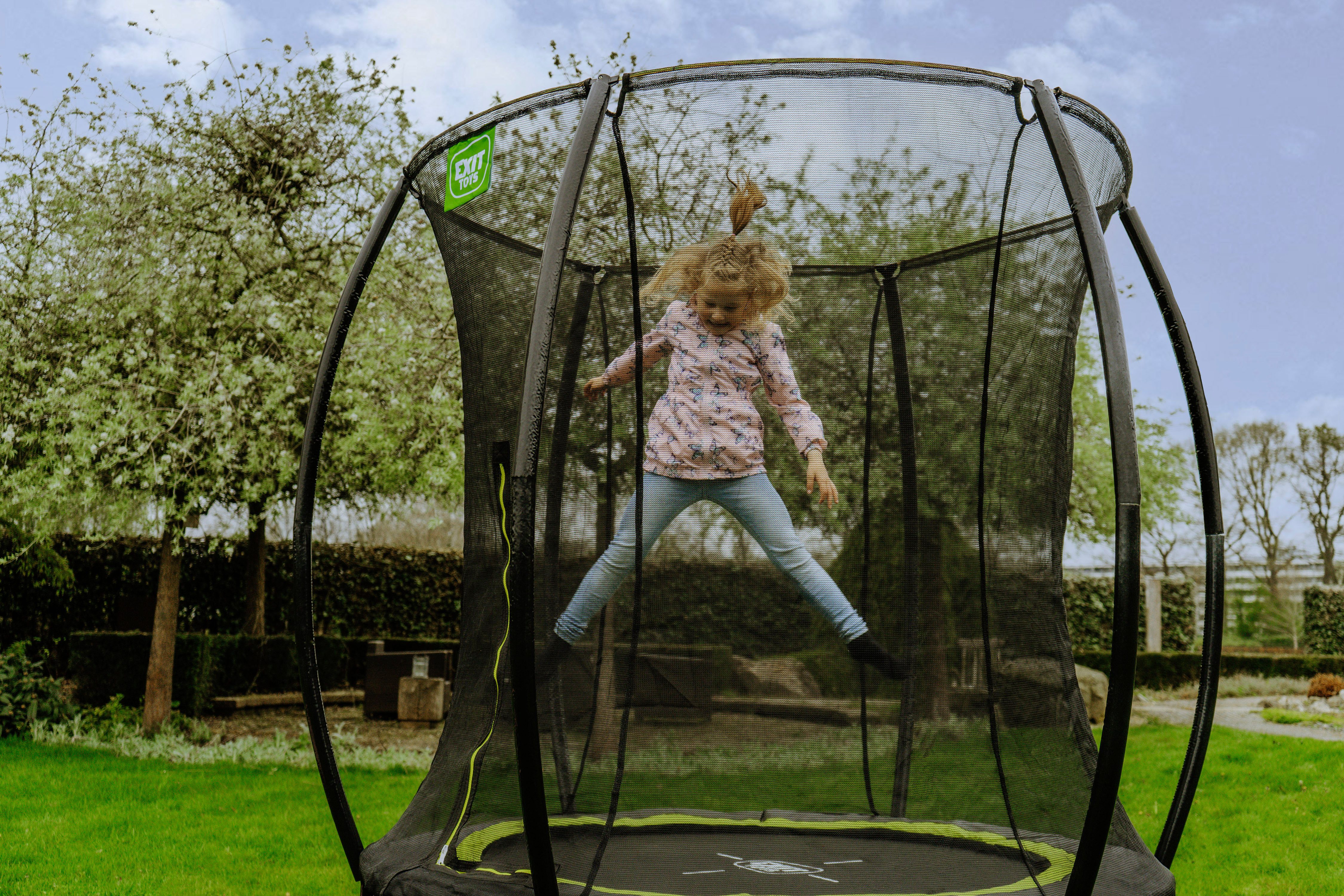 EXIT Gartentrampolin Silhouette, rosa, mit Sicherheitsnetz