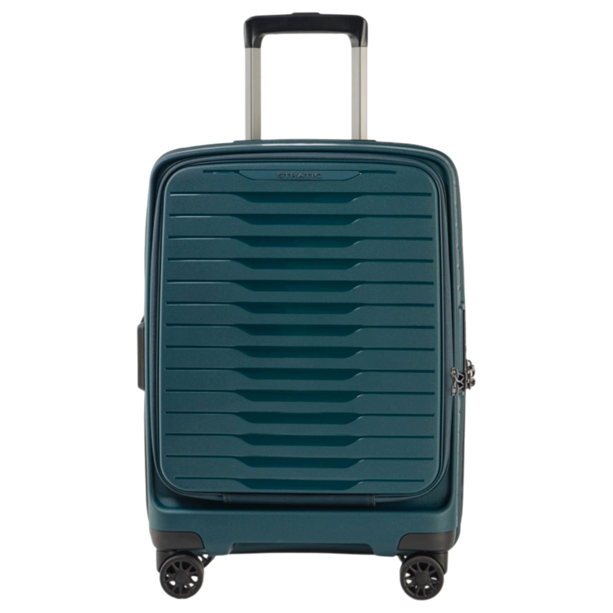 Stratic Koffer Novium ML - 4-Rollen-Kabinentrolley mit Vortasche 55 cm erw. (petrol), 4 Rollen Rollen