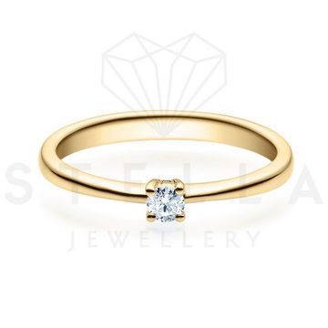 Stella-Jewellery Solitärring 375er Verlobungsring Gelbgold 0,05ct. Diamant (inkl. Etui), mit Brillant 0,05ct. - Poliert