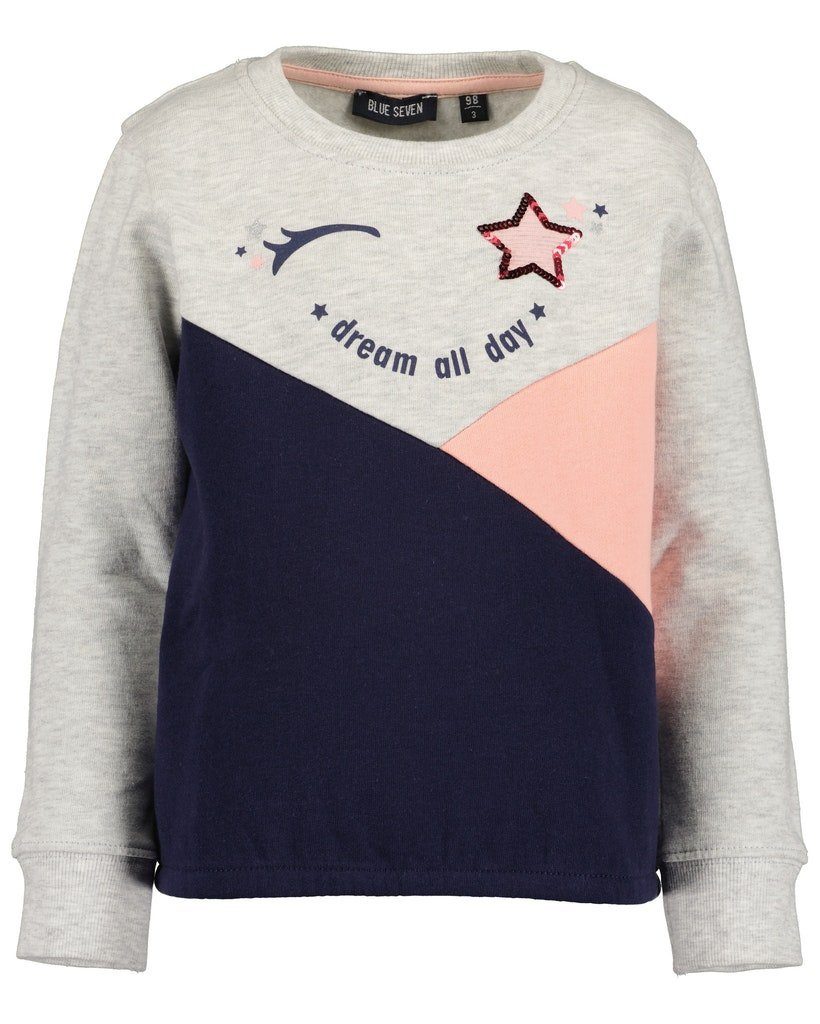 Blue Seven Sweatshirt Blue Seven Mädchen Sweatshirt Pullover Dream All Day grau blau rosa (1-tlg)