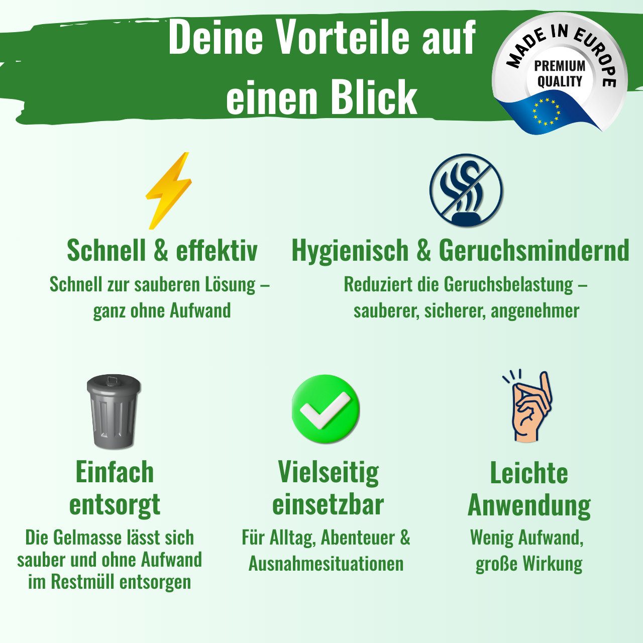 BlueCraft Campingtoilette Granulat – Absorber für Camping, Outdoor, Festival & Trockentoilette, (Verwandelt Flüssigkeit in Gel – geruchsreduzierend, hygienisch & vielseitig, 1-St), Nimmt bis zu 500-fach Flüssigkeit auf – inkl. Dosierlöffel